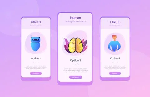 Augmented intelligence app interface template. Stock Illustration