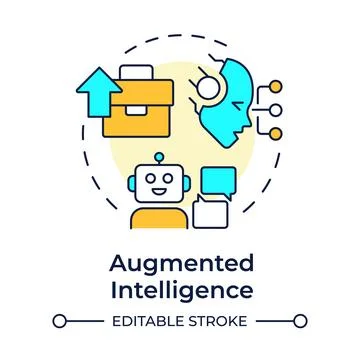 Augmented intelligence multi color concept icon Stock Illustration