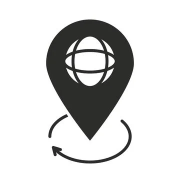 Augmented reality 360 degree gps location silhouette style Stock Illustration