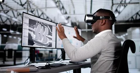 Augmented Reality 3D Technology. Designer Using AR Stock Photos