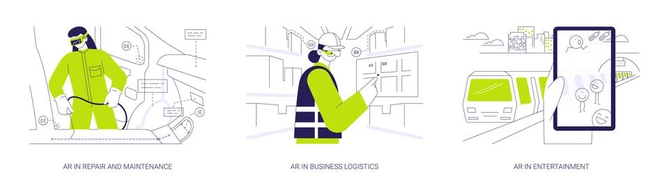 Augmented reality abstract concept vector illustrations. Stock Illustration