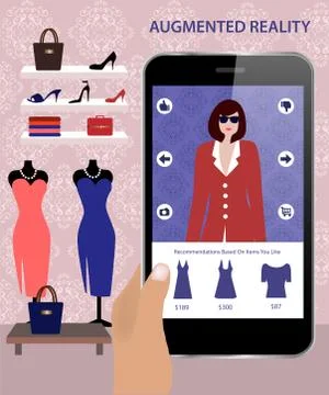 Augmented Reality and shopping Stock Illustration