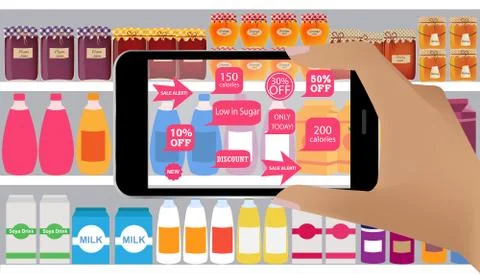Augmented Reality and shopping Stock Illustration