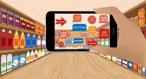 Augmented Reality and shopping Stock Illustration