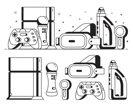 Augmented Reality and Virtual Gaming Equipment Stock Illustration