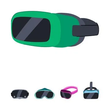 Augmented reality and virtual reality headsets collection Stock Illustration