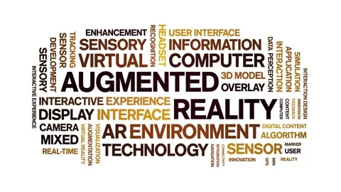 Augmented Reality animated word cloud,animation tag kinetic typography loop. Stock Footage 312067142