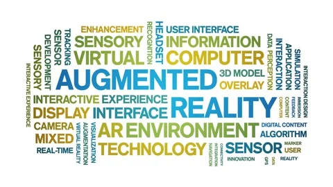Augmented Reality animated word cloud,animation tag kinetic typography loop. Stock Footage 312067155
