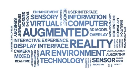 Augmented Reality animated word cloud,animation tag kinetic typography loop. Stock Footage 312067166