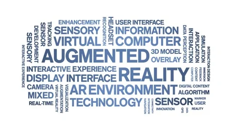 Augmented Reality animated word cloud,animation tag kinetic typography loop. Stock Footage 312067173