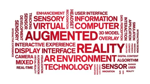 Augmented Reality animated word cloud,animation tag kinetic typography loop. Stock Footage 312067178