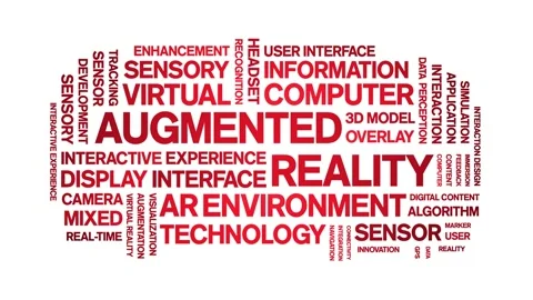 Augmented Reality animated word cloud,animation tag kinetic typography loop. Stock Footage 312067186