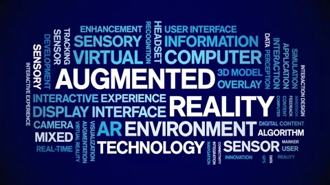 Augmented Reality animated word cloud,animation tag kinetic typography loop. Stock Footage 312067248
