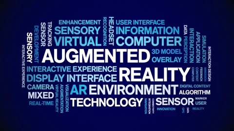 Augmented Reality animated word cloud,animation tag kinetic typography loop. Stock Footage 312067339