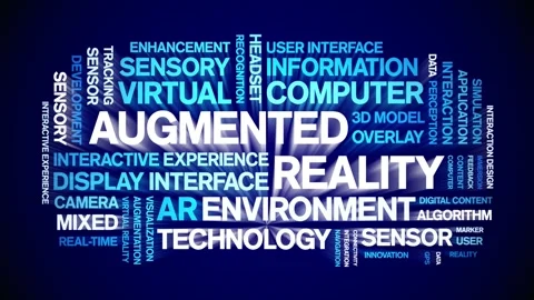 Augmented Reality animated word cloud,animation tag kinetic typography loop. Stock Footage 312067361