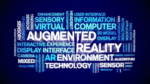 Augmented Reality animated word cloud,animation tag kinetic typography loop. Stock Footage 312067384