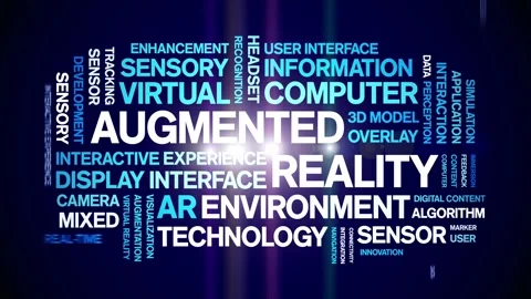 Augmented Reality animated word cloud,animation tag kinetic typography loop. Stock Footage 312067424