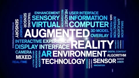 Augmented Reality animated word cloud,animation tag kinetic typography loop. Stock Footage 312067455