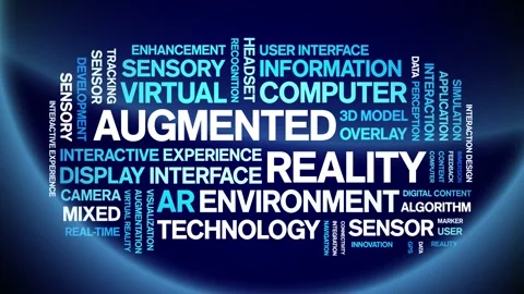 Augmented Reality animated word cloud,animation tag kinetic typography loop. Stock Footage 312067530