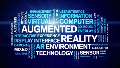 Augmented Reality animated word cloud,animation tag kinetic typography loop. Stock Footage 312067587