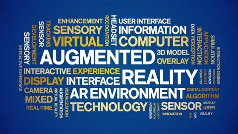 Augmented Reality animated word cloud,animation tag kinetic typography loop. Stock Footage 312067695