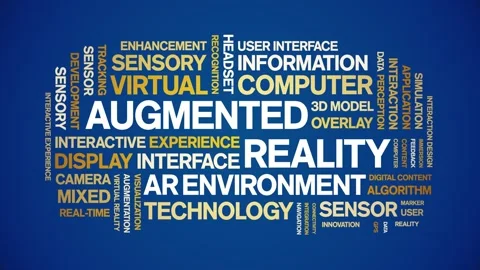 Augmented Reality animated word cloud,animation tag kinetic typography loop. Stock Footage 312067775