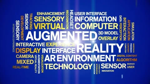 Augmented Reality animated word cloud,animation tag kinetic typography loop. Stock Footage 312067814