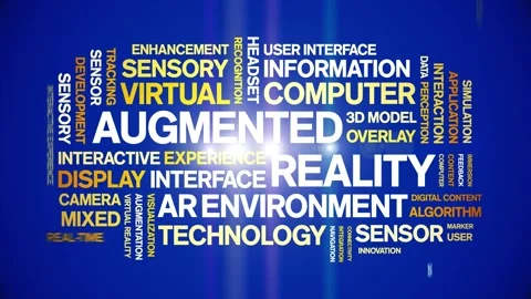 Augmented Reality animated word cloud,animation tag kinetic typography loop. Stock Footage 312067867