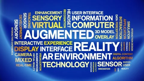 Augmented Reality animated word cloud,animation tag kinetic typography loop. Stock Footage 312067928