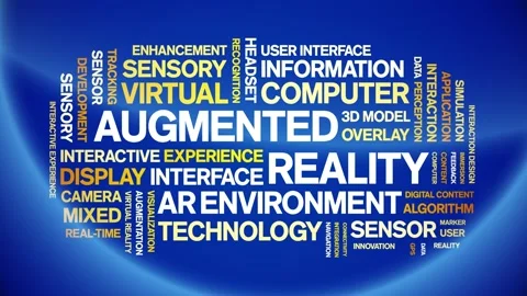 Augmented Reality animated word cloud,animation tag kinetic typography loop. Stock Footage 312068023