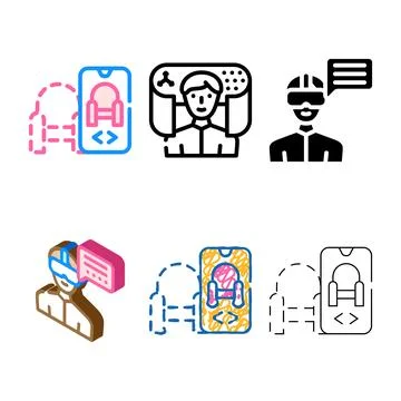 Augmented reality app color icon vector pack Stock Illustration