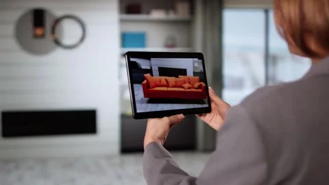 Augmented Reality App Designing Handcrafted 3D Furniture Stock Footage 312124067
