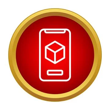 Augmented reality app showing 3d cube model on smartphone Stock Illustration