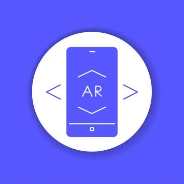 Augmented reality app in smartphone color glyph icon. Pictogram for web Stock Illustration