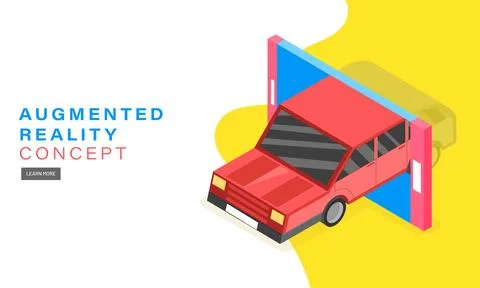 Augmented Reality (AR) concept based web template design with isometric ill.. Stock Illustration