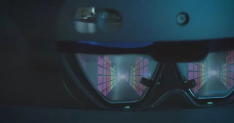 Augmented Reality AR glasses on a table with colourful data tunnel Vídeo Stock 248418466