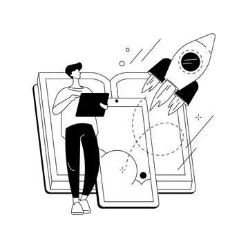 Augmented reality book abstract concept vector illustration. Stockillustratie