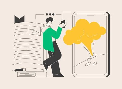 Augmented reality book abstract concept vector illustration. Stock Illustration