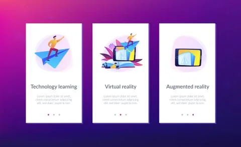 Augmented reality books app interface template. Illustrazione stock