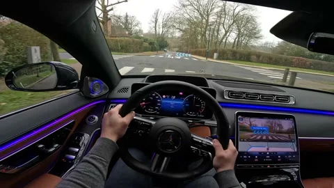 Augmented reality in a car POV driving 스톡 동영상 171867417