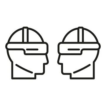 Augmented reality couple play icon outline vector. Game device 스톡 일러스트
