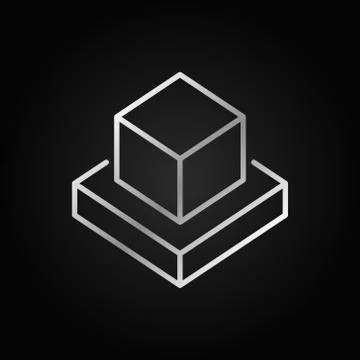 Augmented Reality cubes vector silver icon in thin line style Stock Illustration