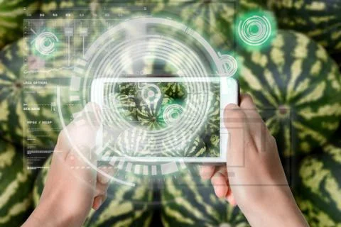 Augmented Reality device using smart technology, mixing virtual and augmentat Stock Photos
