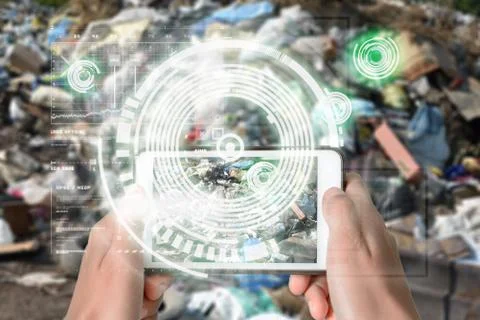 Augmented Reality device using smart technology, mixing virtual and augmentat Stock Photos