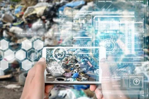 Augmented Reality device using smart technology, mixing virtual and augmentat Stock Photos