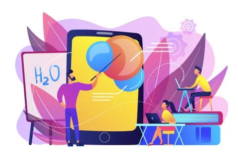 Augmented reality in education concept vector illustration. Stock Illustration