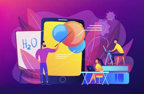 Augmented reality in education concept vector illustration. Stock Illustration