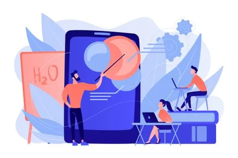 Augmented reality in education concept vector illustration. Illustrazione stock