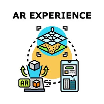 Augmented reality experience and virtual world mapping Stock Illustration