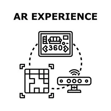 Augmented reality experience creating virtual content for interactive display Stock Illustration